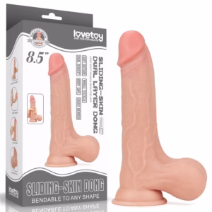 8.5'' Sliding Skin Dual Layer Dong - Whole Testicle