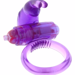 Rabbit Silicone Vibrating Cockring Purple