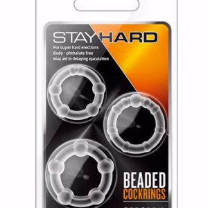 Stay Hard Beaded Cockrings Clear