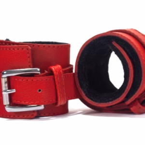 Hand Cuffs Grain Leather Red/Black