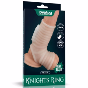 Vibrating Silk Knights Ring with Scrotum Sleeve (White) III