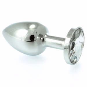 Butt Plug Small Metal With Crystal Clear