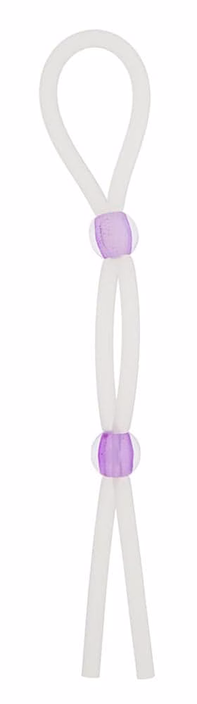 7 inch Silicon Cock Ring With 2 Beads Lavender - Image 2