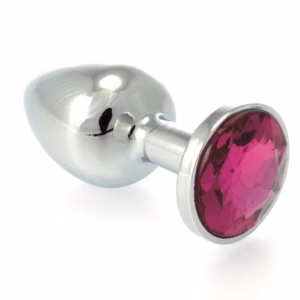 Butt Plug Small Metal With Crystal Red
