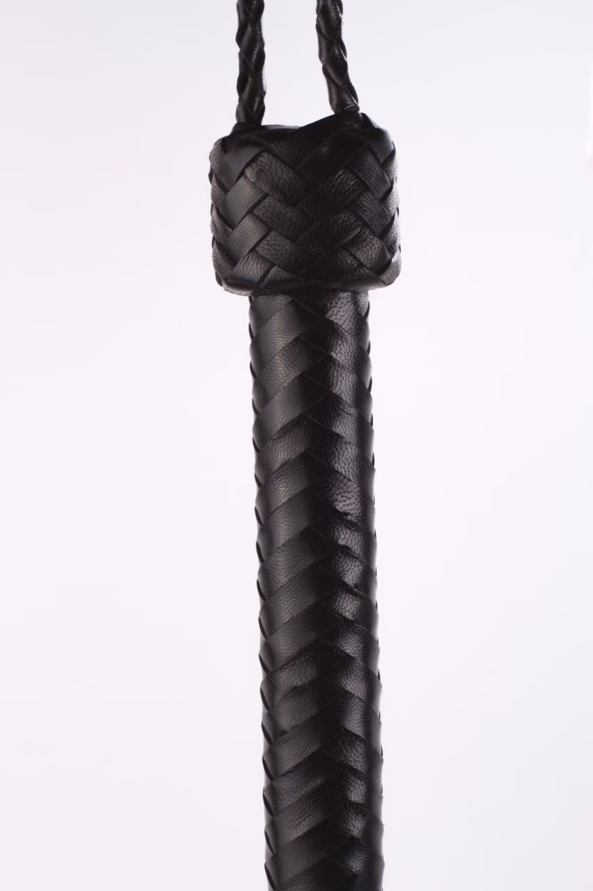 28" Kid Leather 9 Tails Flogger Black korbács - Image 2