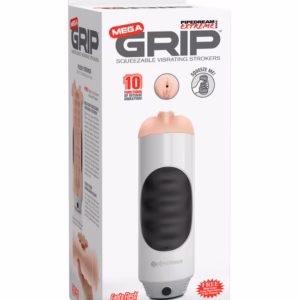 Mega Grip Vibrating Stroker Pussy  White/Black/Light