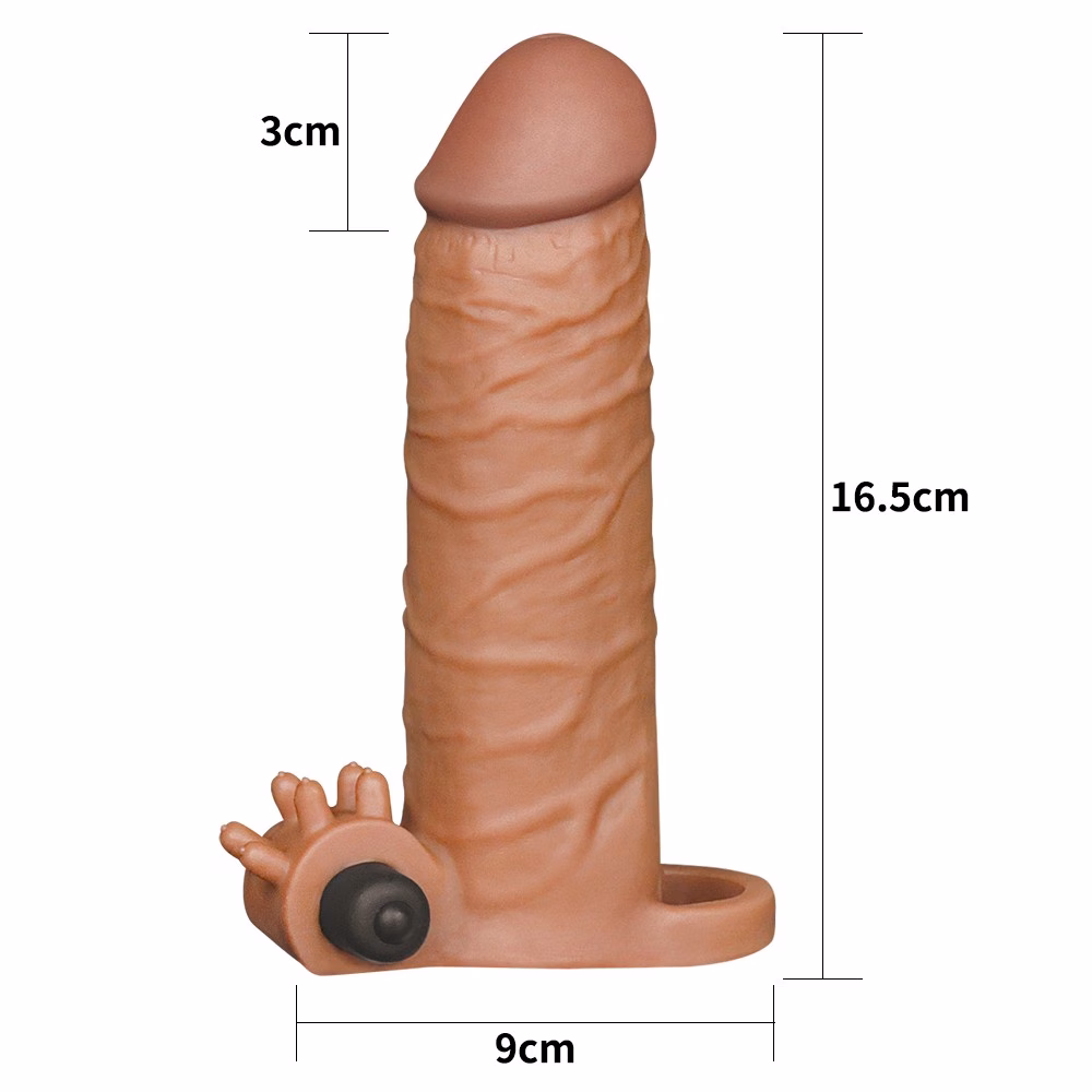 Pleasure X-Tender Vibrating Penis Sleeve #1 - Brown péniszköpeny - Image 5