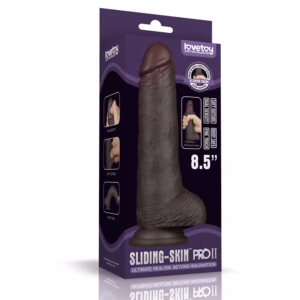 8.5'' Sliding Skin Pro II Dual Layer Silicone Dong (Black)
