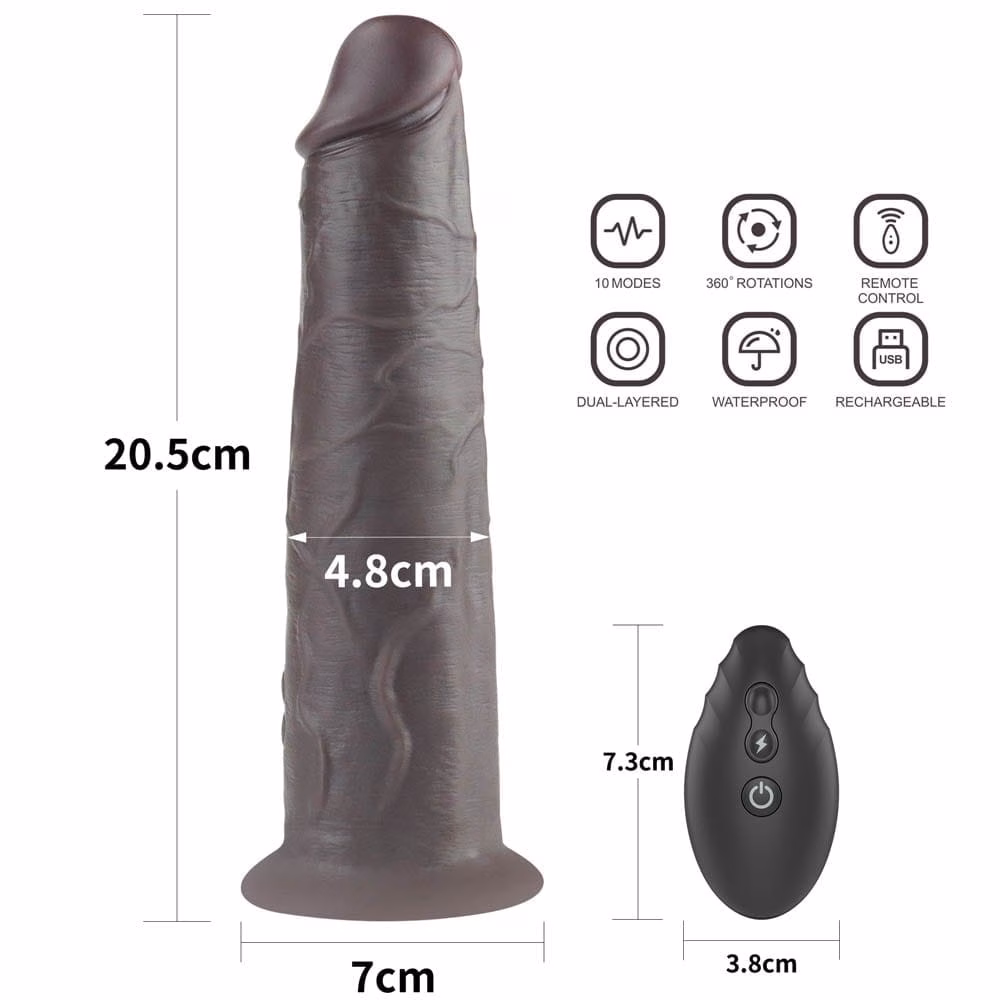 8'' Dual Layered Silicone Rotator Brown - Image 2