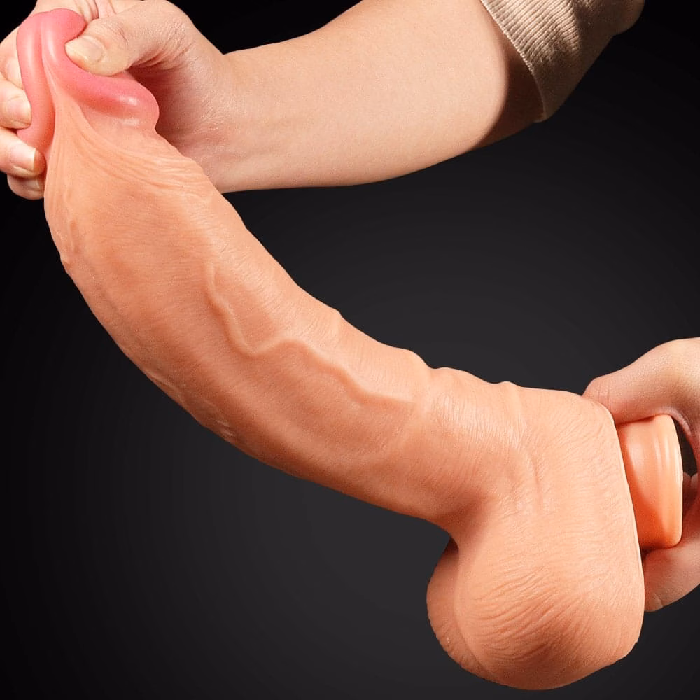 12" Dual Layered Platinum Silicone Cock 1 - Image 5