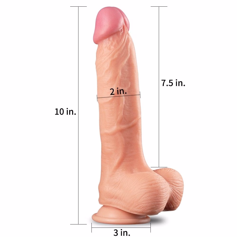 10" Dual Layer Platinum Silicone Cock - Image 2