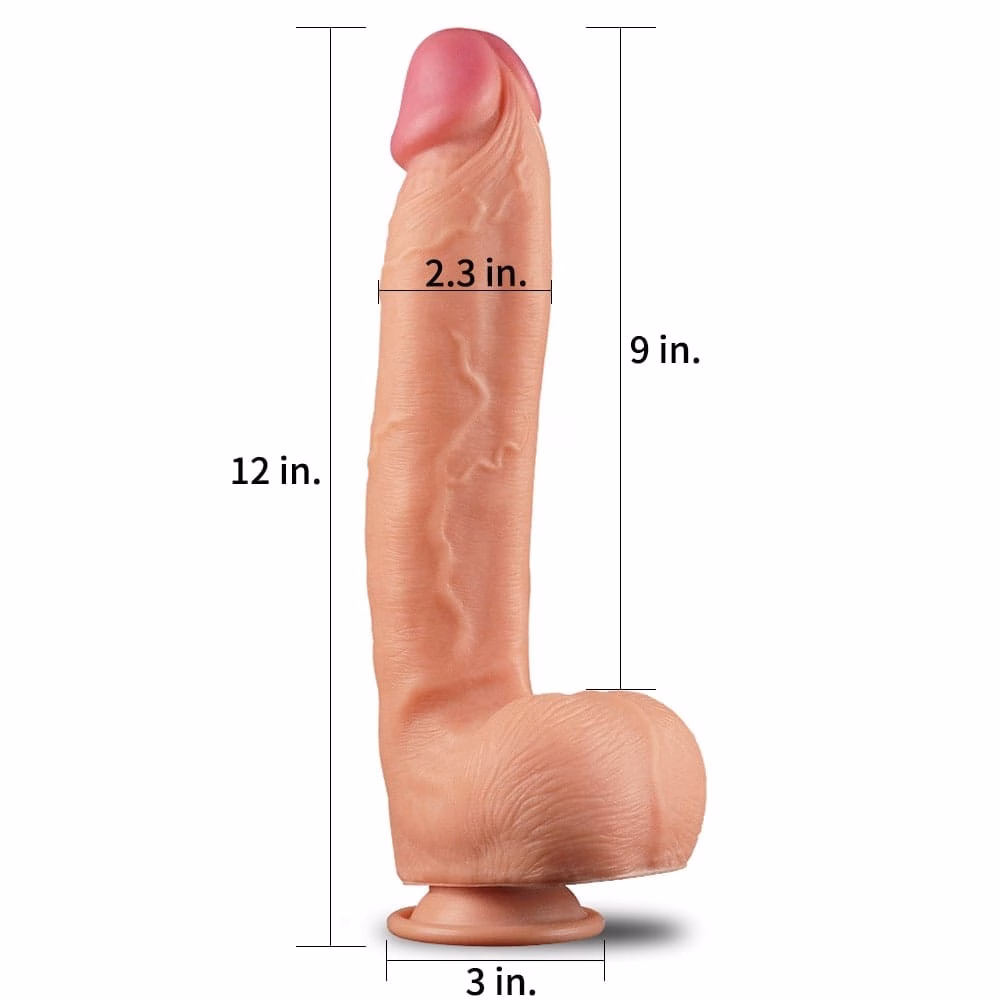 12" Dual Layered Platinum Silicone Cock 1 - Image 2
