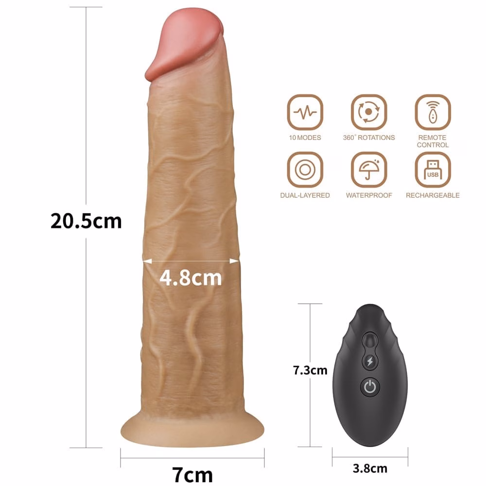 8.0'' Dual Layered Platinum Silicone Rotator - Image 9