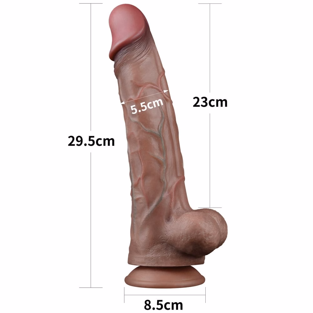 11.5'' Dual Layered Platinum Silicone Cock - Image 9