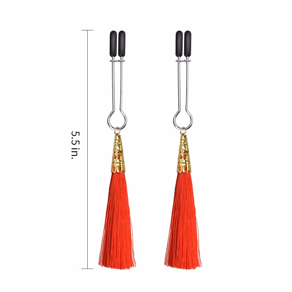 Glamor Tassel Nipple Clamp Red - Image 5