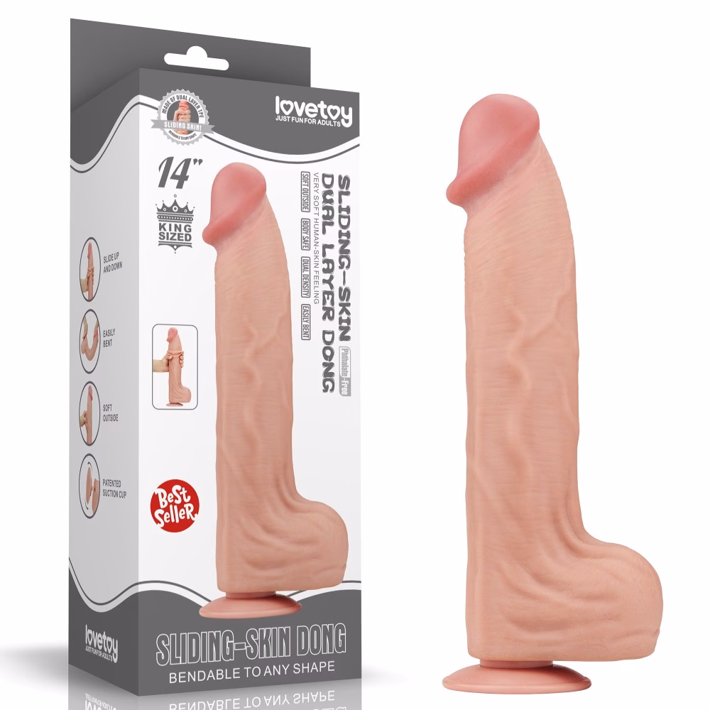 14'' King Sized Sliding Skin Dual Layer Dong