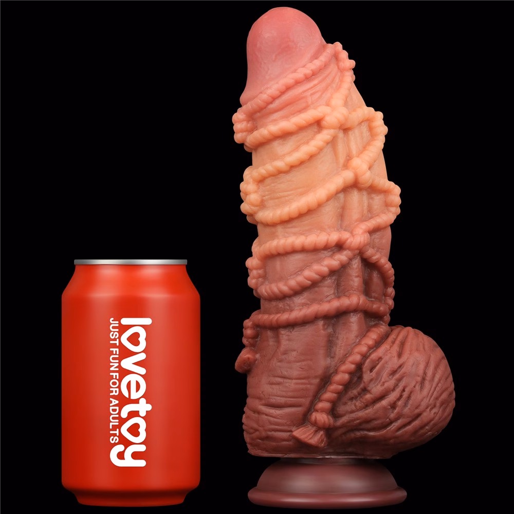 9.5'' Dual layered Platinum Silicone Cock with Rope_B15O50_3 - Image 7
