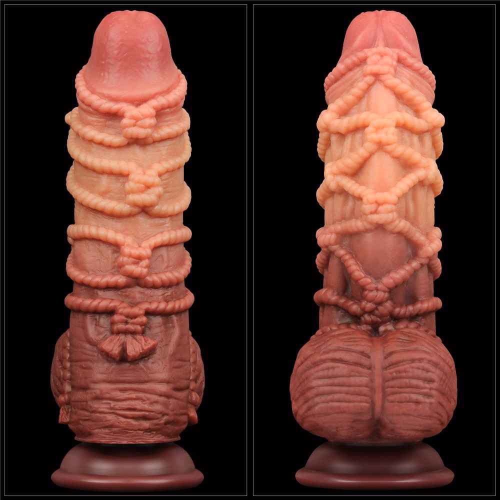9.5'' Dual layered Platinum Silicone Cock with Rope_B15O50_3 - Image 8