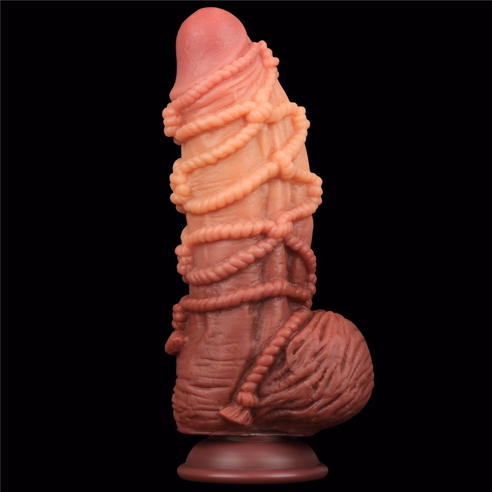 9.5'' Dual layered Platinum Silicone Cock with Rope_B15O50_3 - Image 5