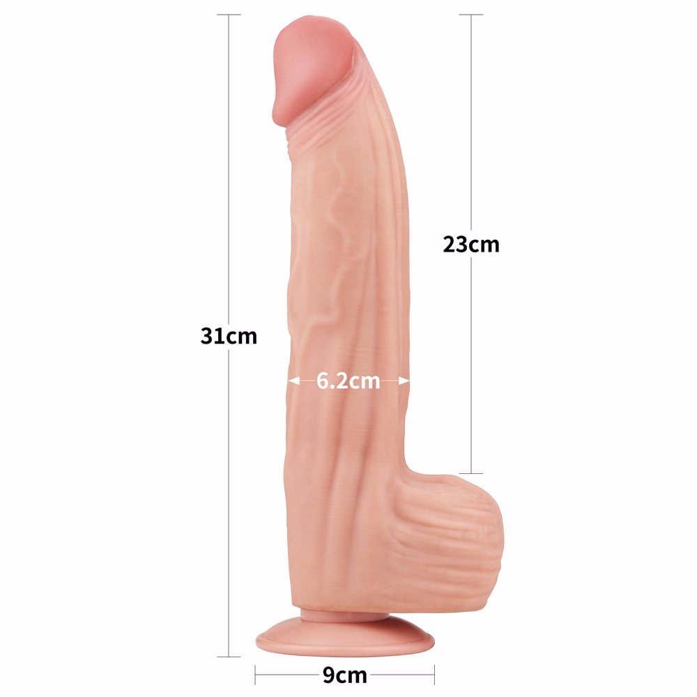 12'' King Sized Sliding Skin Dual Layer Dong - Image 8