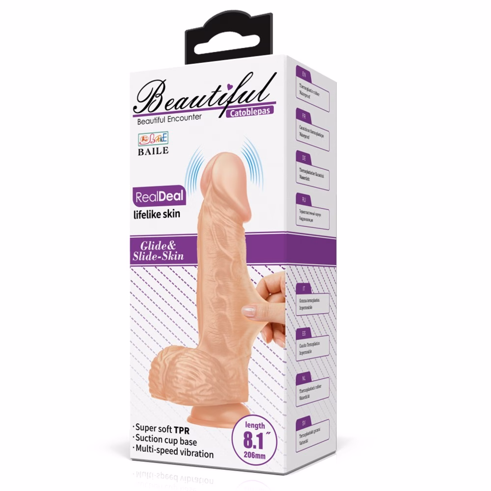 Beautiful Catoblepas 8,1 " Vibrating Dildo Flesh