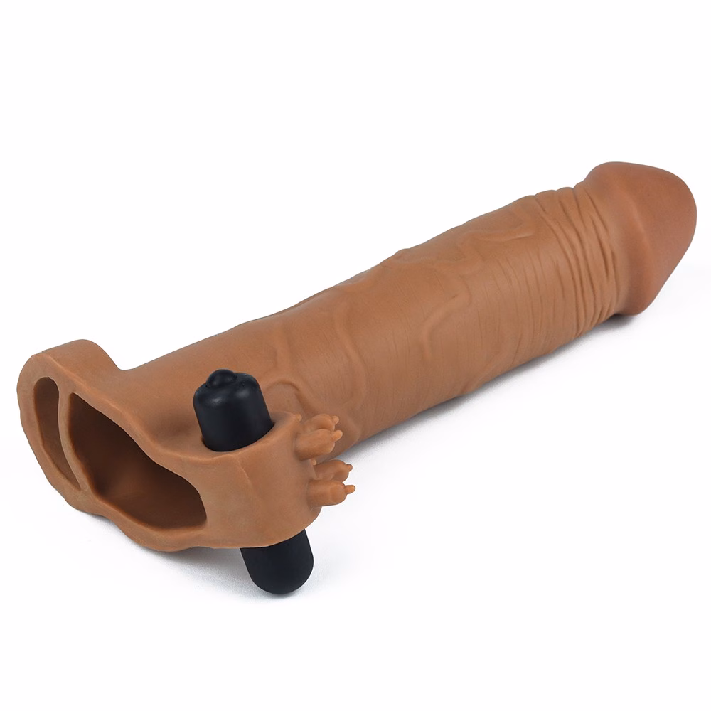 Pleasure X-Tender Vibrating Penis Sleeve #5 Brown_B0O50_3 - Image 3