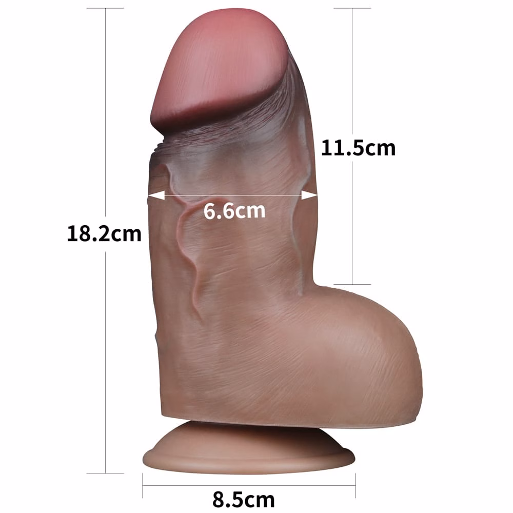 7" Dual-Layered Silicone Nature Cock Brown - Image 9