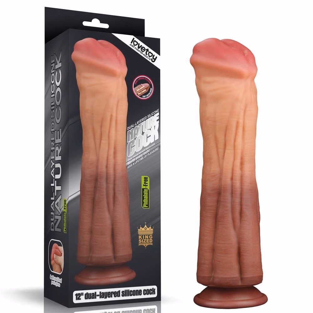 12'' Dual layered Platinum Silicone Cock