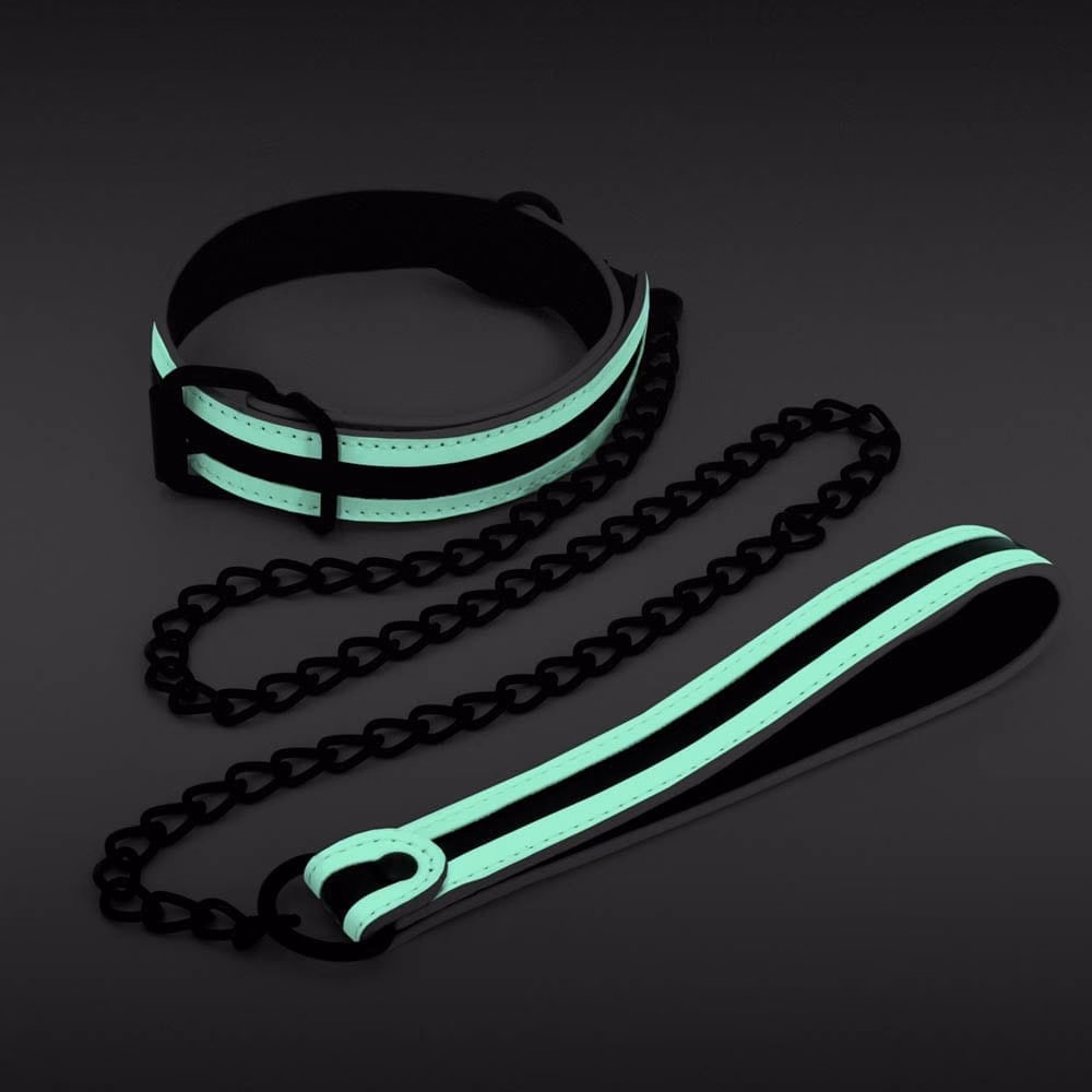 GLO Bondage - Collar and Leash - Green_B0O25_2 - Image 3