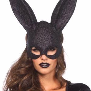 Glitter Masquerade Rabbit Mask Black