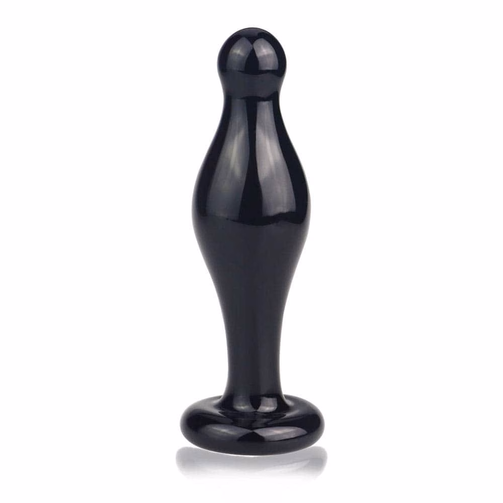 4.5" Glass Romance Anal Plug Black - Image 2