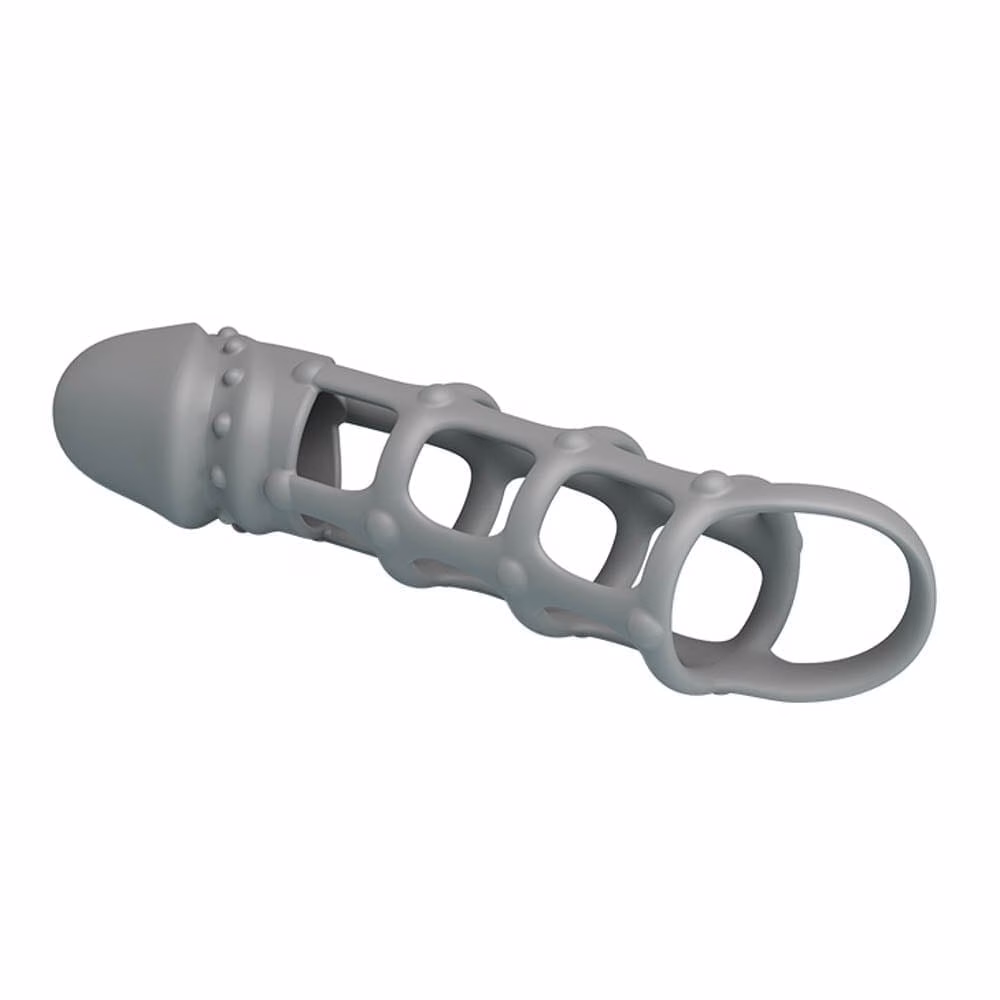 Pretty Love Penis Sleeve With Ball Strap White - 6. kép