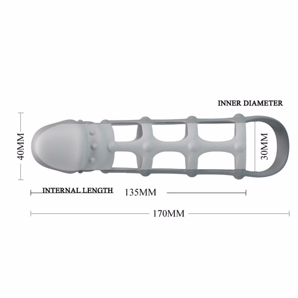 Pretty Love Penis Sleeve With Ball Strap White - 7. kép