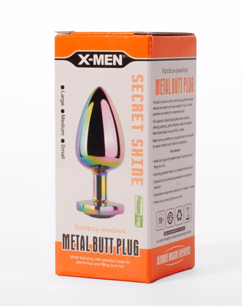 X-MEN Secret Shine Metal Butt Plug Rainbowheart L - Image 2