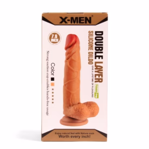XMEN 7.6 inch Double Layer Silicon Dildo Brown_B0O50_1