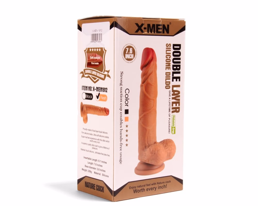 XMEN 7.6 inch Double Layer Silicon Dildo Brown_B0O50_1 - Image 2