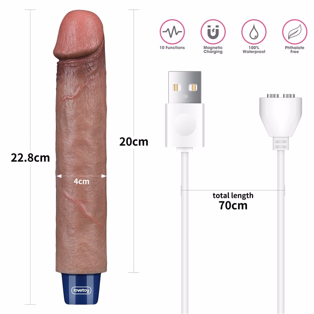 9" REAL SOFTEE Rechargeable Silicone Vibrating Dildo - Image 4