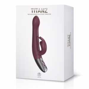 TITANZ 8.5" SILICONE RECHARGEABLE VIBRATOR IN RUBINE RED_B15O25_4