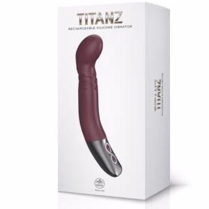 TITANZ 8" SILICONE RECHARGEABLE VIBRATOR IN RUBINE RED_B15O25_4