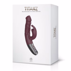 TITANZ 7" SILICONE RECHARGEABLE VIBRATOR IN RUBINE RED_B15O25_4