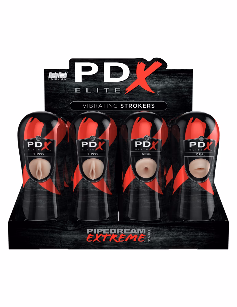 Pipedream Extreme Elite Vibrating Stroker Display - 12 pcs Light/Black - 2. kép