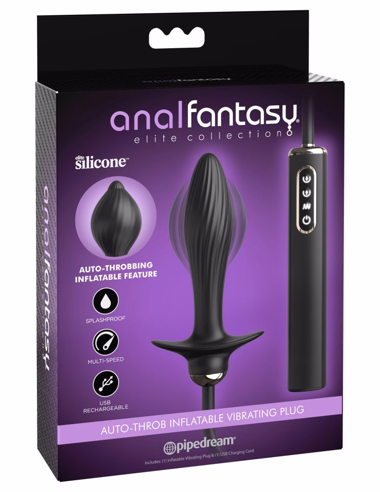 Auto-Throb Inflatable Vibrating Plug Black