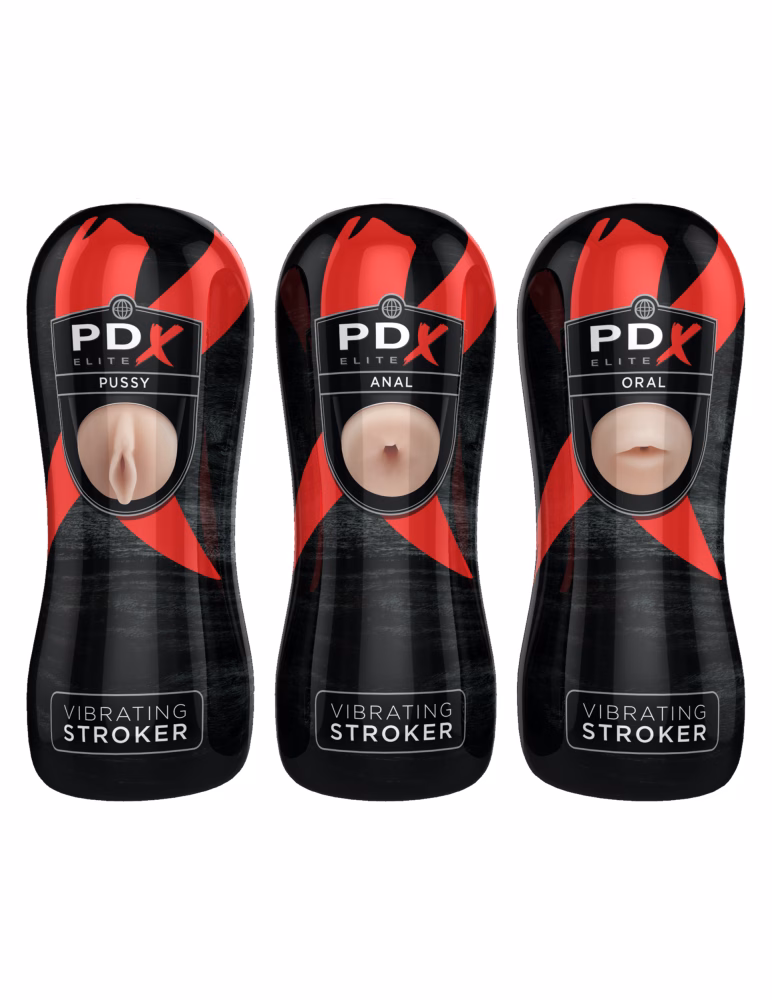 Pipedream Extreme Elite Vibrating Stroker Display - 12 pcs Light/Black - 3. kép