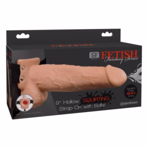 9" Squirting Hollow Strap-on Light/Black