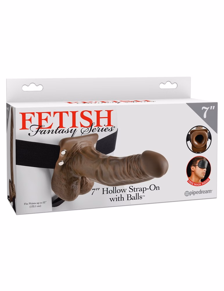 7" Hollow Strap-On with Ball Brown/Black