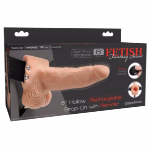 6" Hollow Strap-On with Remote Light/Black