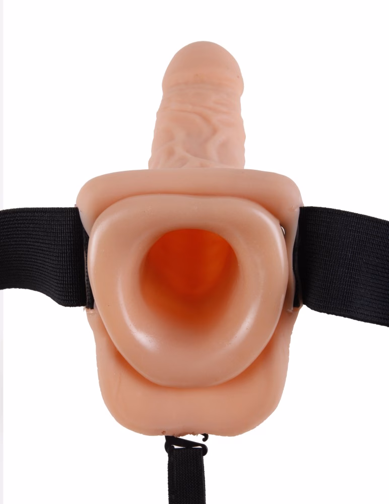 9" Hollow Strap-On with Balls Light/Black - Image 5