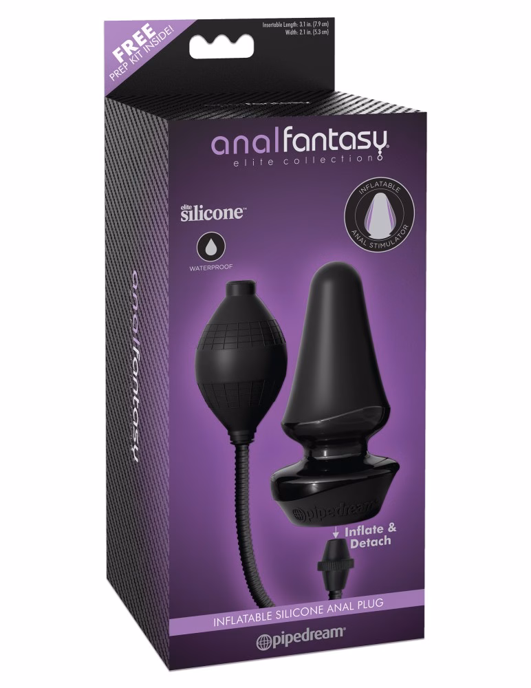 Inflatable Silicone Butt Plug Black