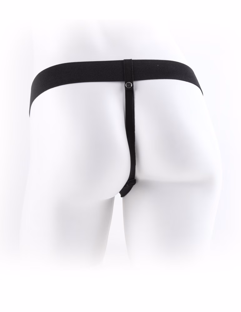 9" Vibrating Hollow Strap-On with Balls Light/Black - Image 4