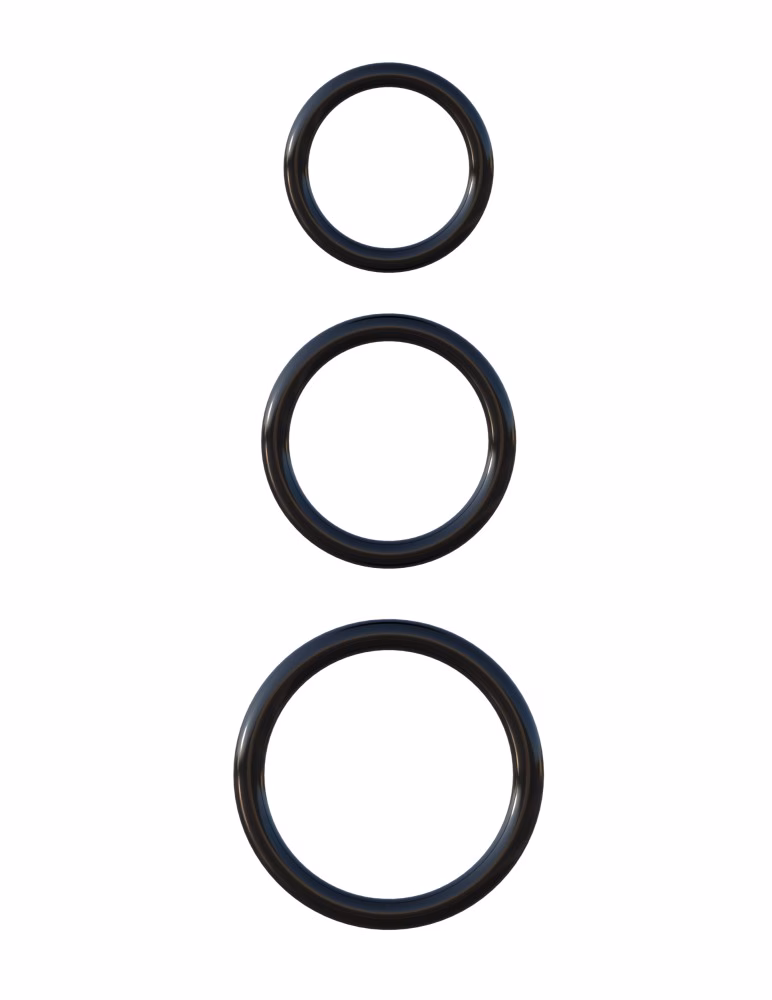 Silicone 3-Ring Stamina Set Black - Image 2